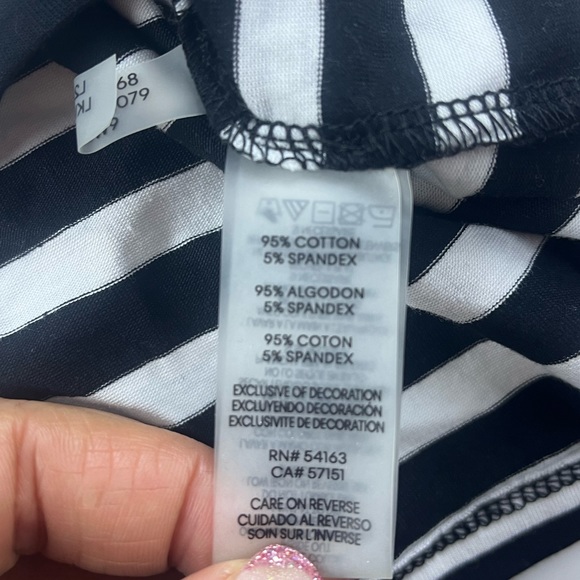 Karl Lagerfeld Paris Stripe Knit Eiffel Tower Short Puff Sleeve Tee S69-24 - Picture 6 of 7